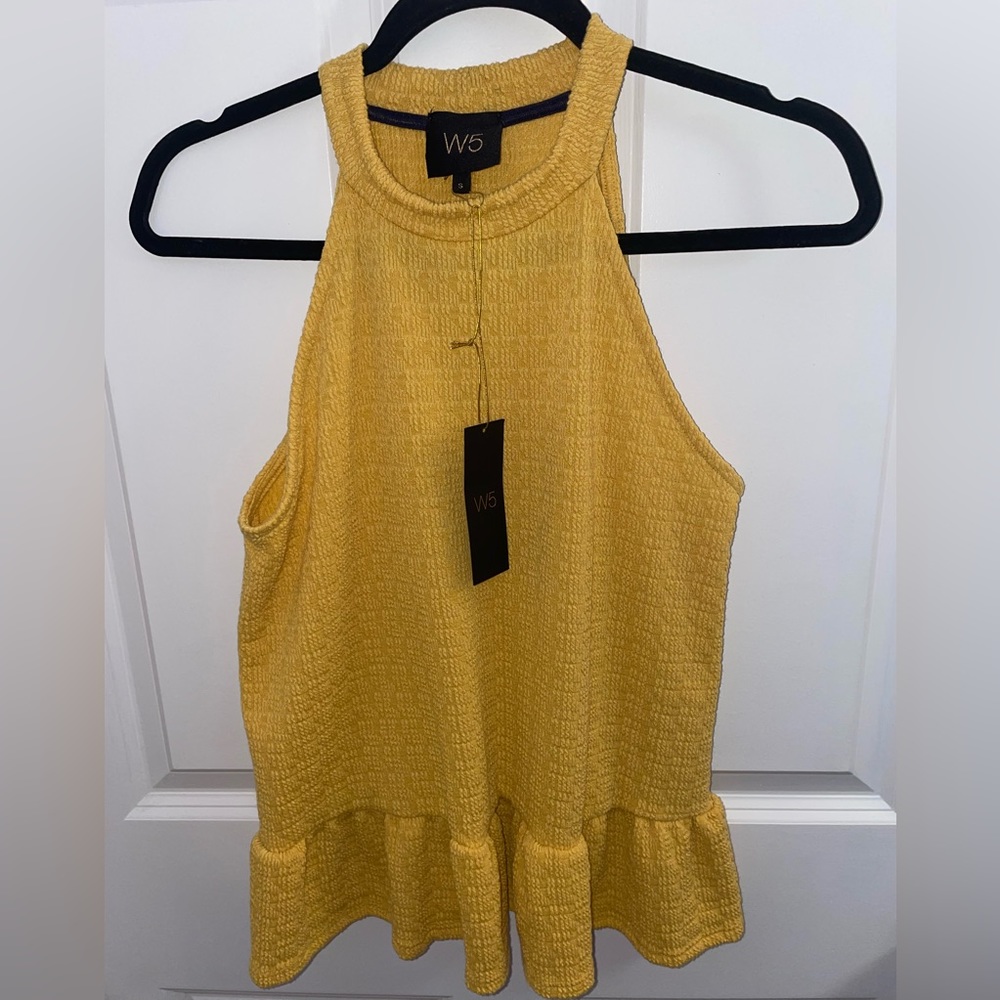 Ruffle hem top, yellow, size small, new with tags excellent condition